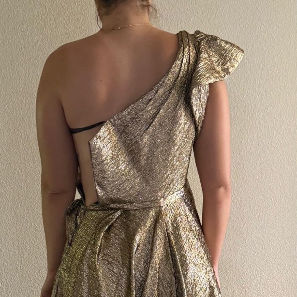 One-Shoulder Metallic Ballgown or the Ieena for Mac Dugal one-shoulder metallic